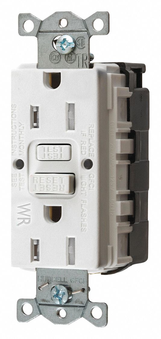 GFCI RECEPTACLE,15 A,WHITE,125V AC