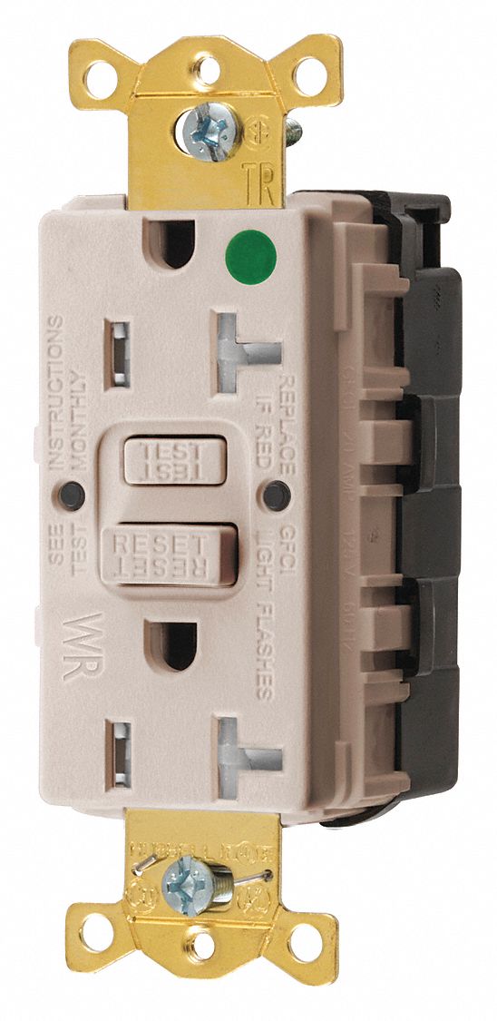 GFCI Rceptcle, Hspital, Almnd, 20A, 1 HP