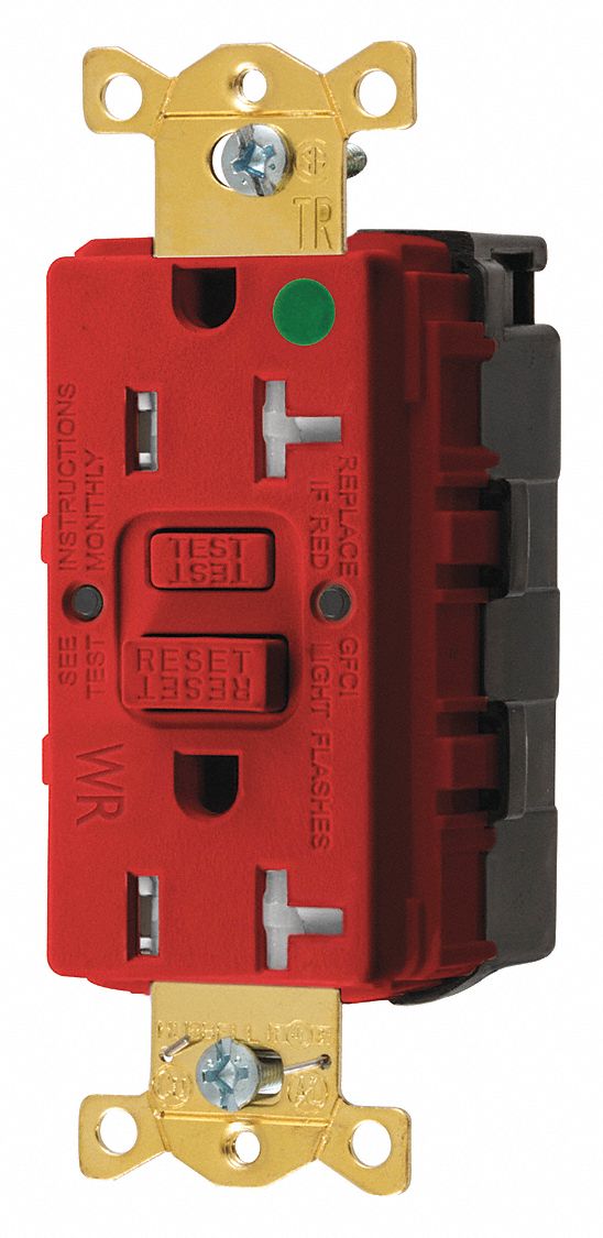 GFCI RECEPTACLE,20 A,RED,125V AC