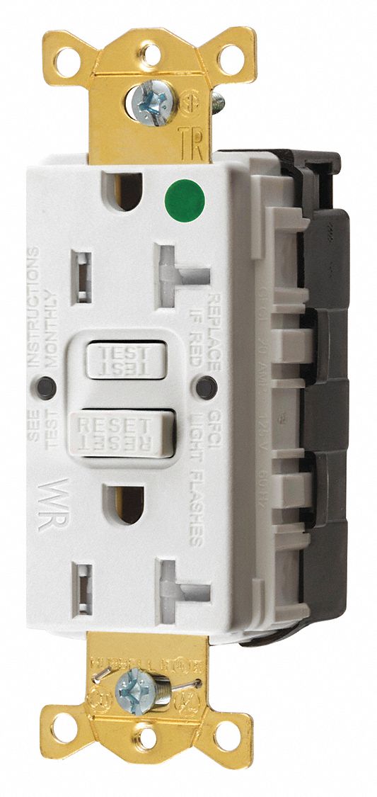 GFCI RECEPTACLE,20 A,WHITE,125V AC