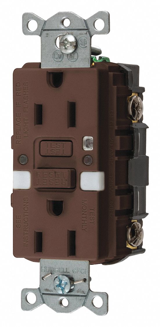 Recept, Brown, 15 A, GFCI, 2P3W, Bk;Sd, 1PK