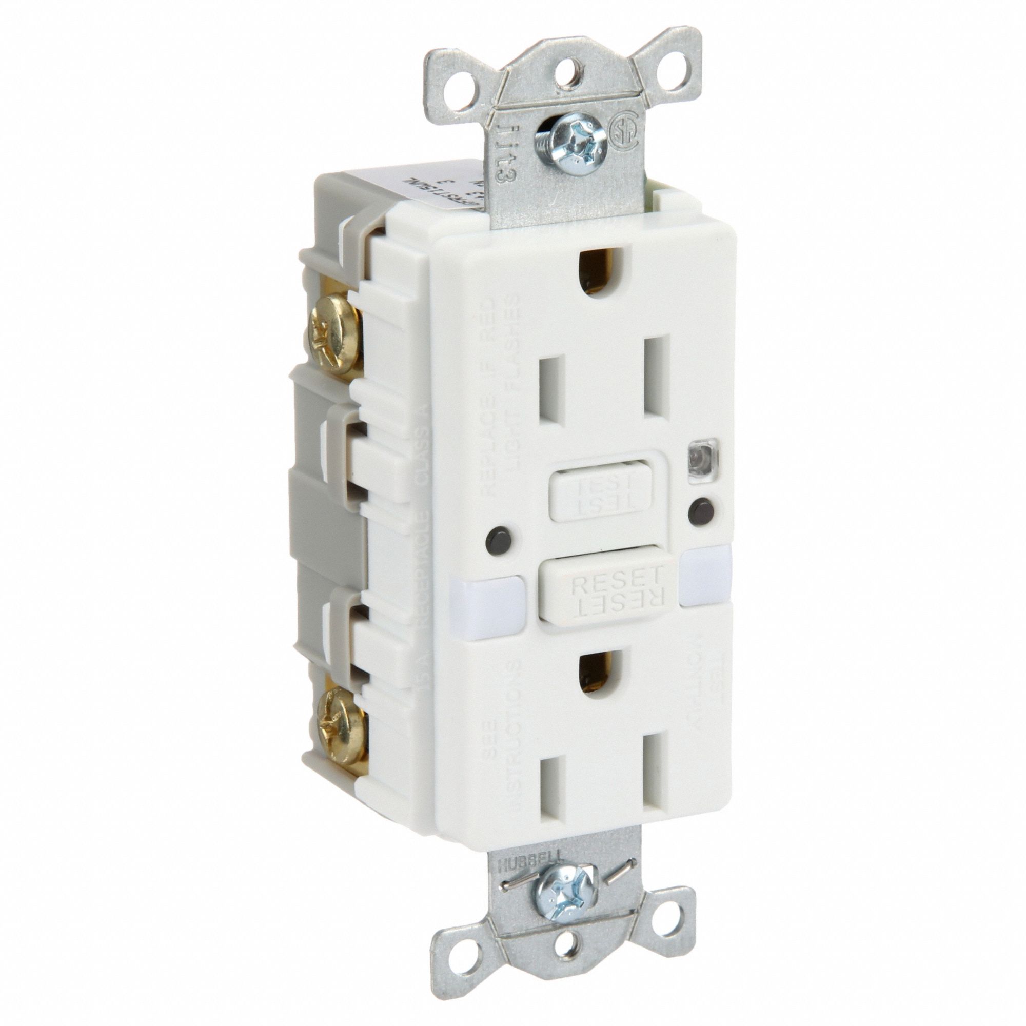 Recept, Wht, 15 A, GFCI, 2P3W, Back; Side, 1PK