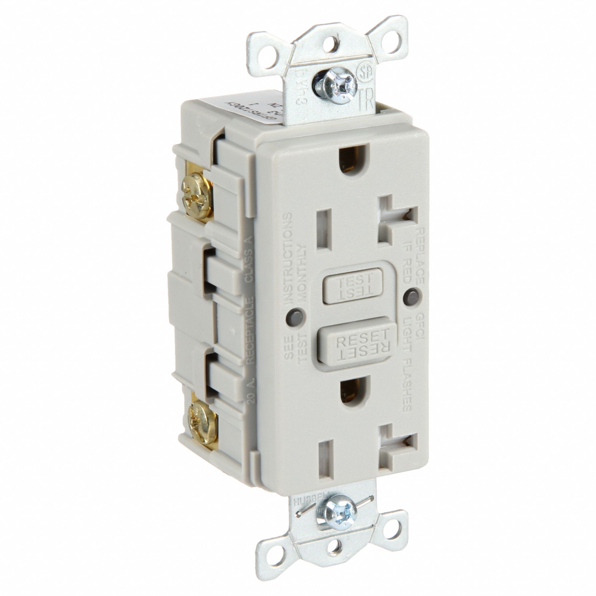 PRISE GFCI, 20 A, GRISE, 125 VCA