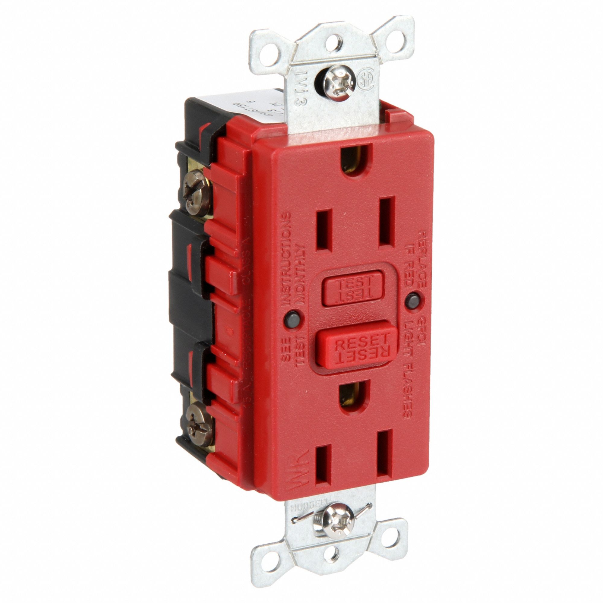 GFCI RECEPTACLE,15 A,RED,125V AC