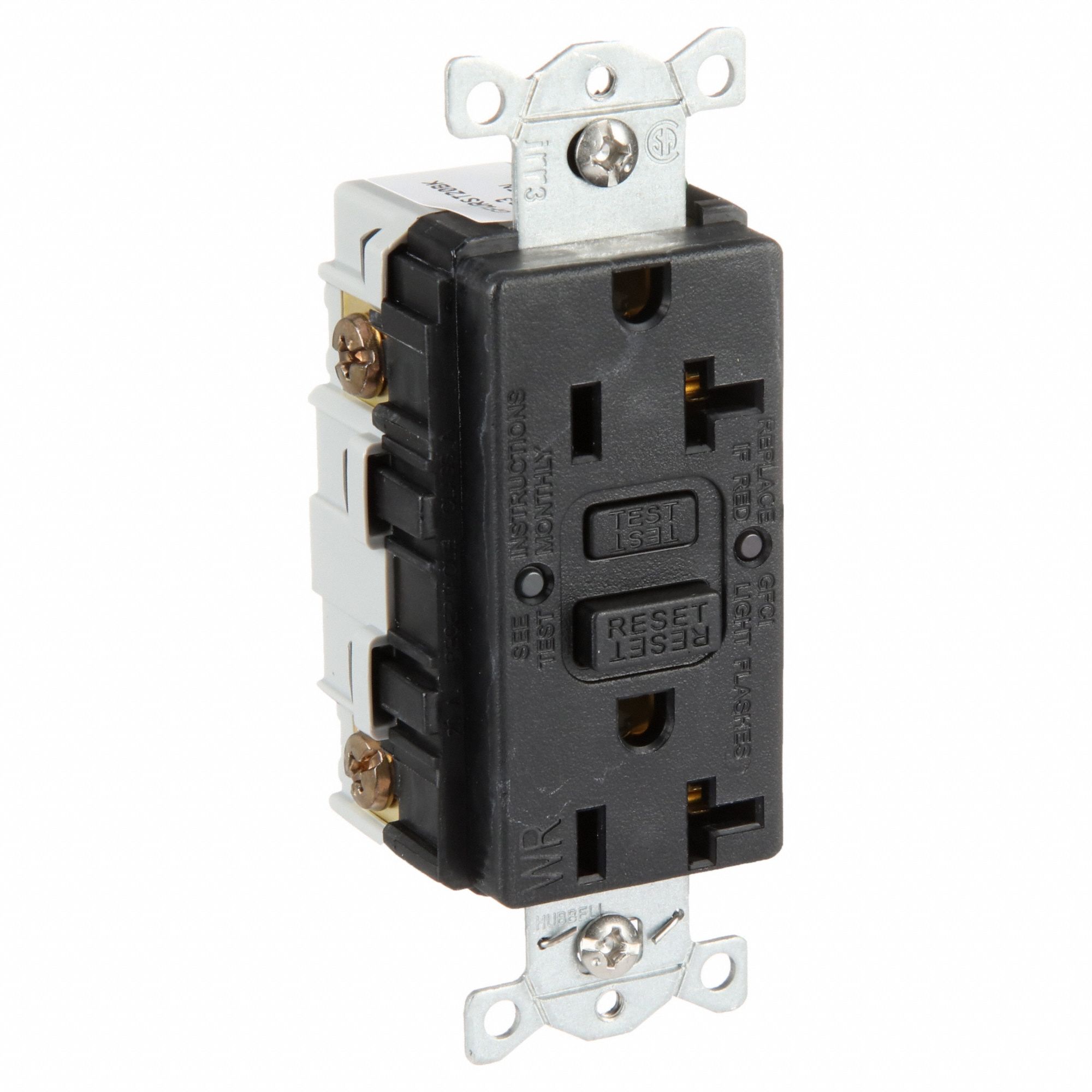 GFCI RECEPTACLE,20 A,BLACK,125V AC