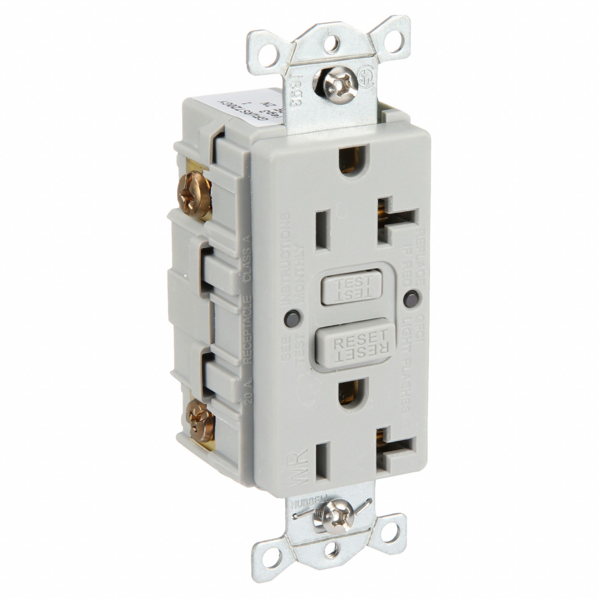 GFCI RECEPTACLE,20 A,GREY,125V AC