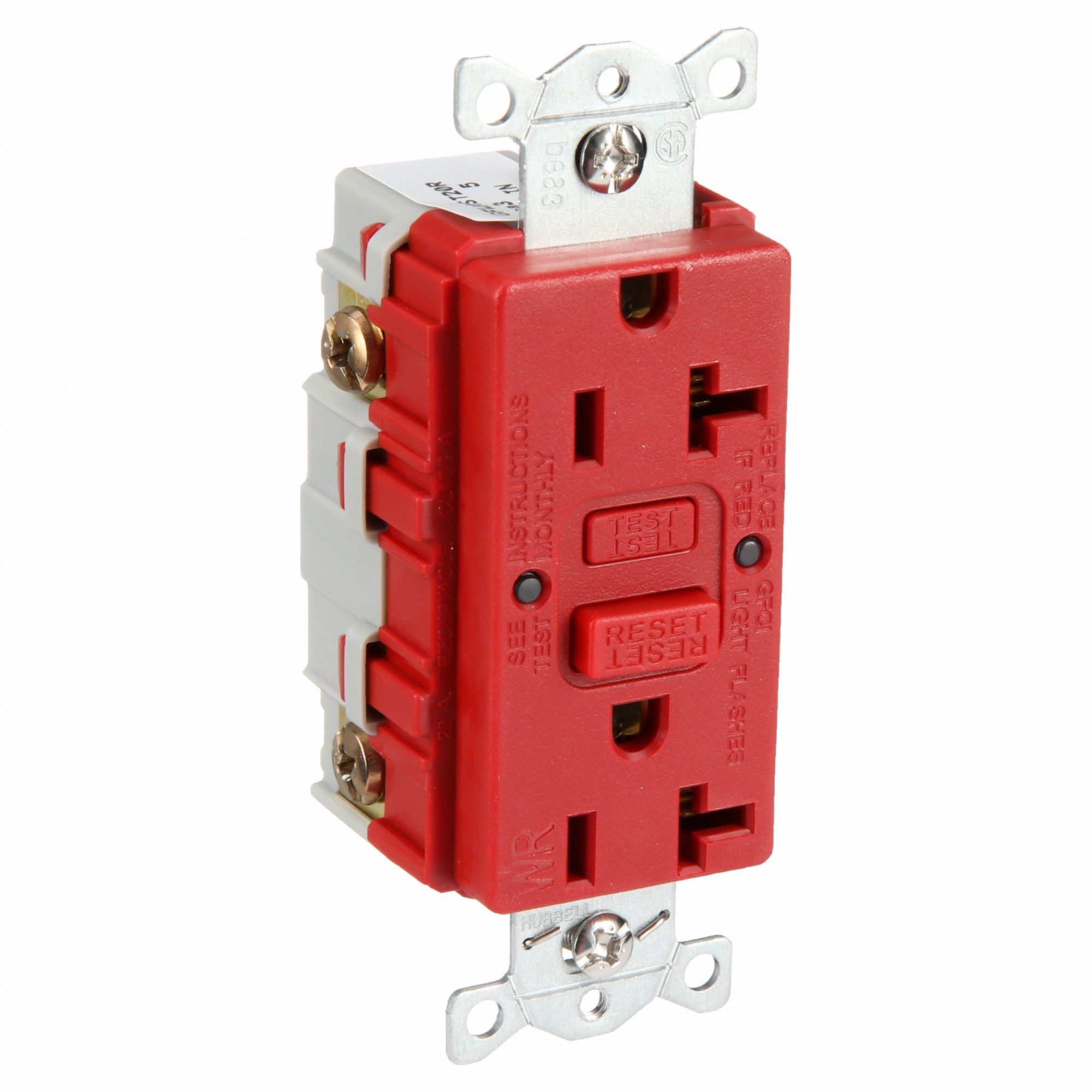GFCI RECEPTACLE,20 A,RED,125V AC