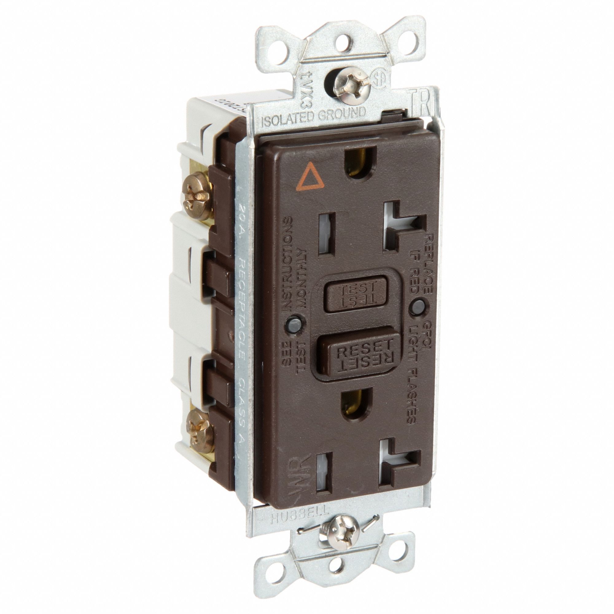 GFCI RECEPTACLE,20 A,BROWN,125V AC