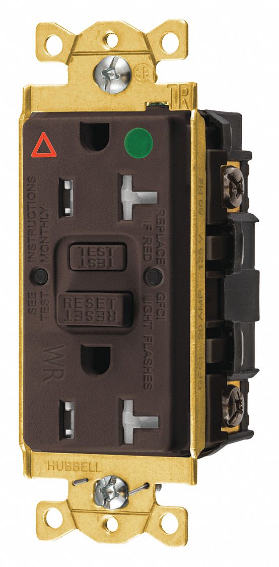 SWITCH/RECEPTACLE, 125 V AC, 1 3/4 IN W X 1½ IN H, BROWN HOUSING