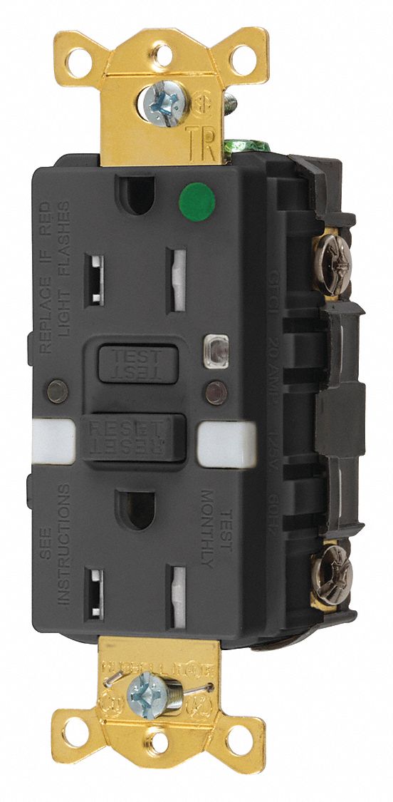 Recept, Blk, 15 A, GFCI, 2P3W, Back; Side, 1PK