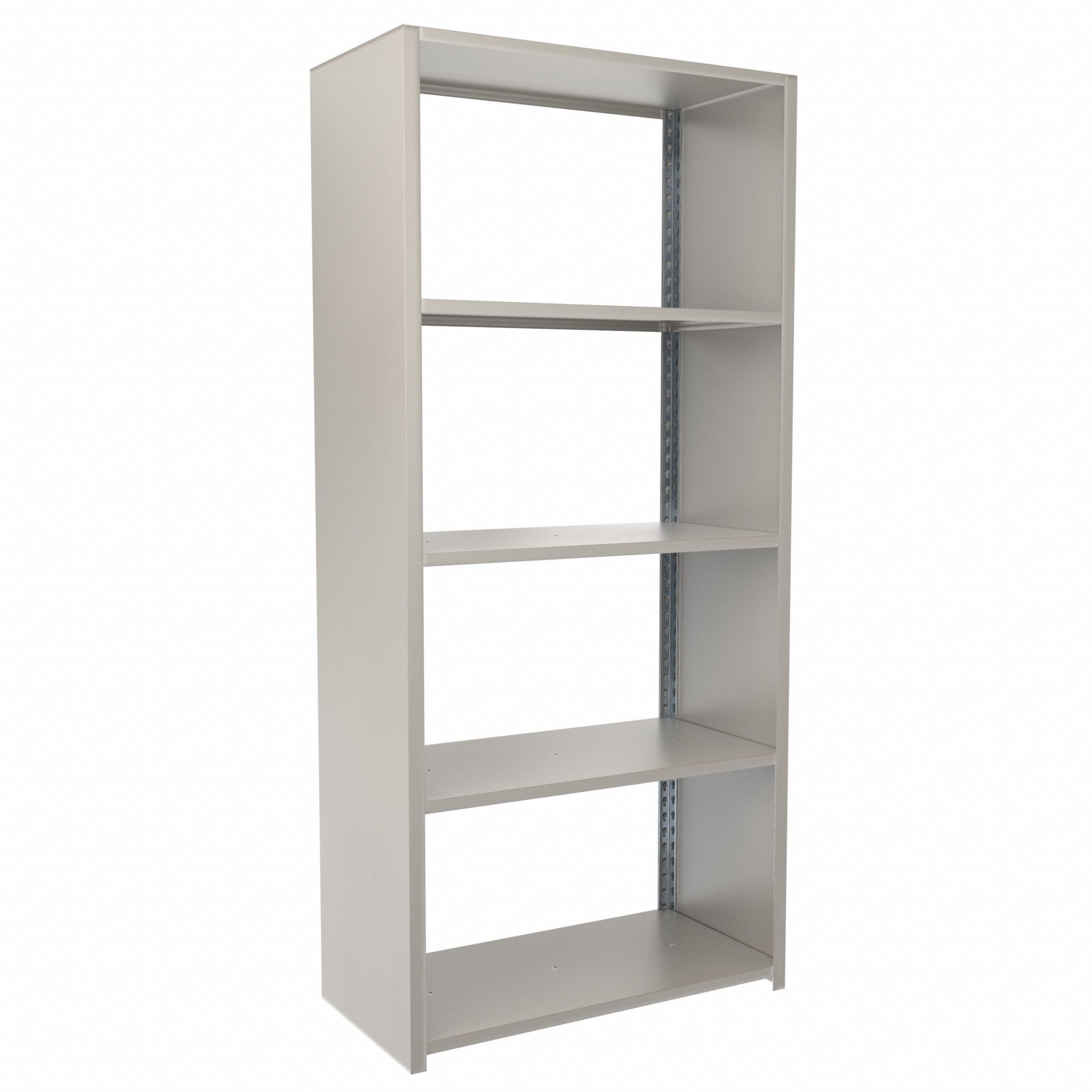 Boltless Shelving: Starter, Medium-Duty, 36 in x 18 in, 78 in Overall Ht, 5 Shelves, Steel
