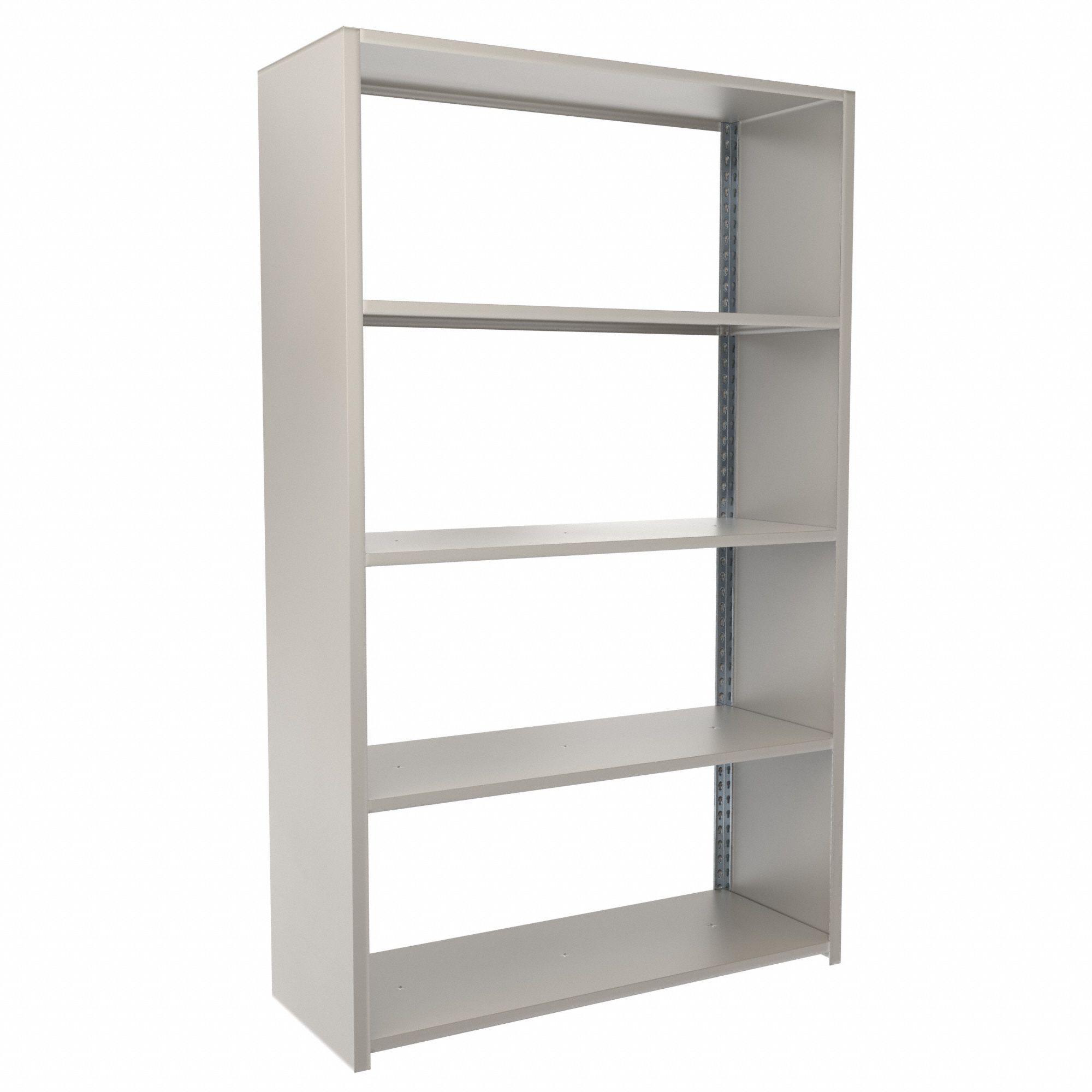 Boltless Shelving: Starter, Medium-Duty, 48 in x 18 in, 78 in Overall Ht, 5 Shelves, Steel