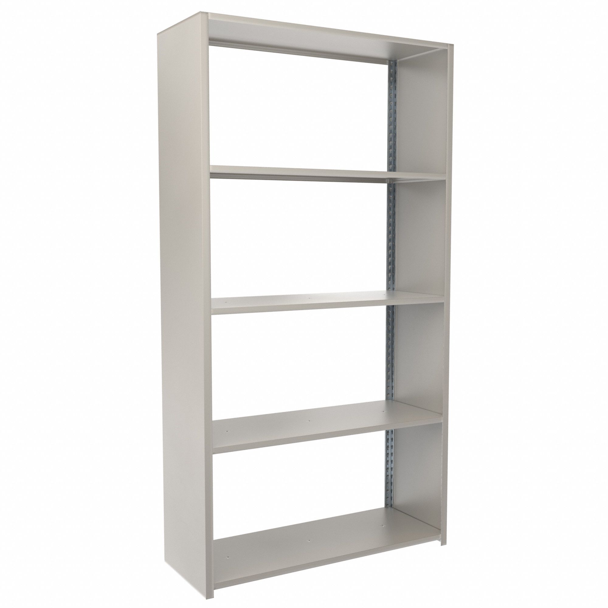 Boltless Shelving: Starter, Medium-Duty, 48 in x 18 in, 90 in Overall Ht, 5 Shelves, Steel