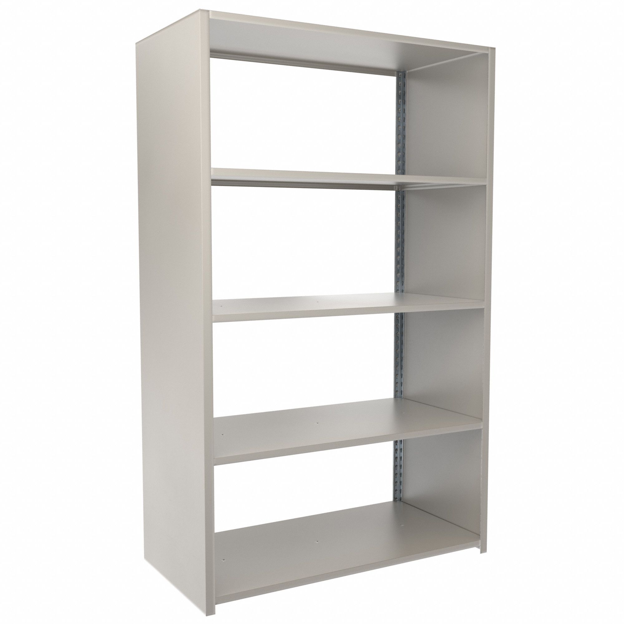 Boltless Shelving: Starter, Medium-Duty, 48 in x 24 in, 78 in Overall Ht, 5 Shelves, Steel