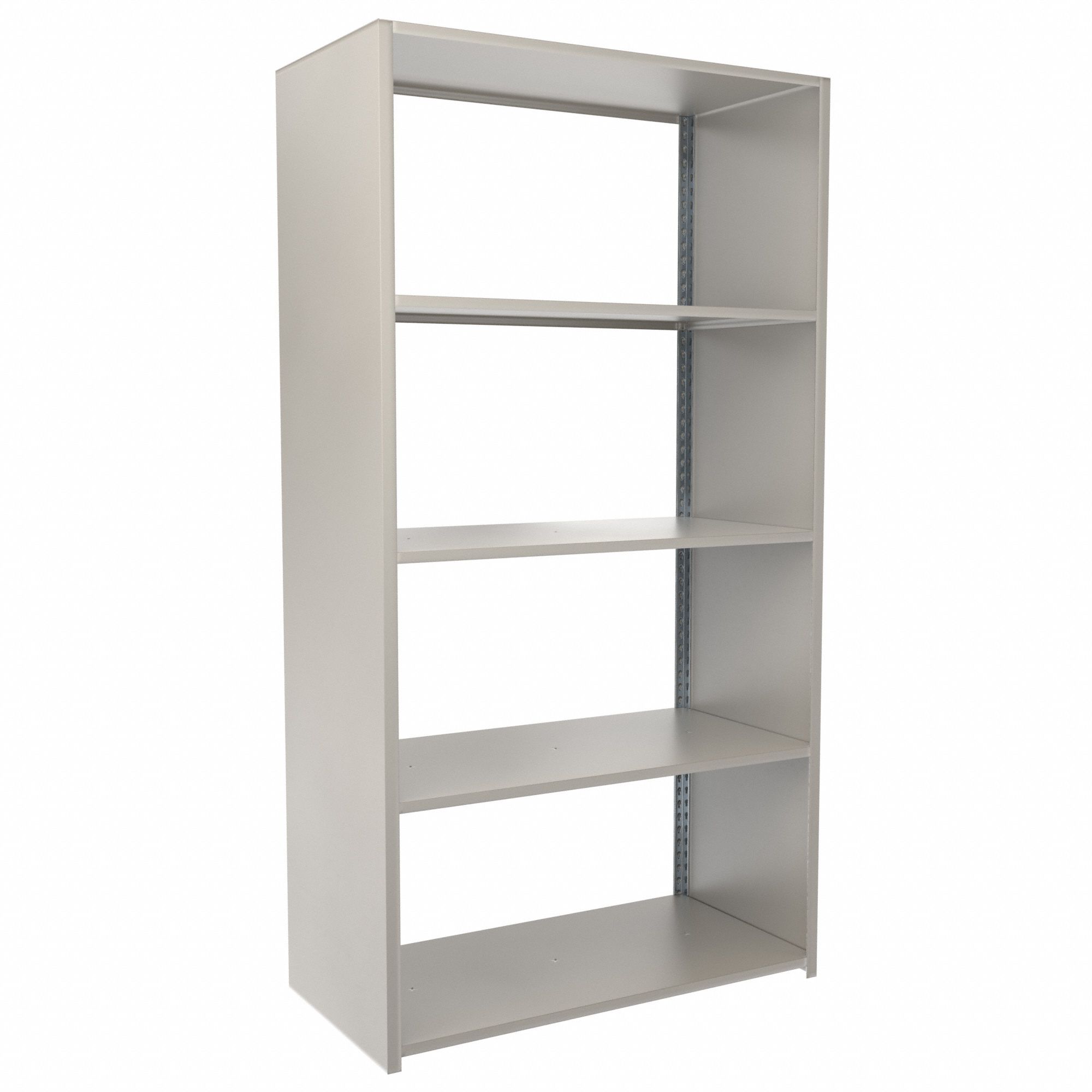 Boltless Shelving: Starter, Medium-Duty, 48 in x 24 in, 90 in Overall Ht, 5 Shelves, Steel