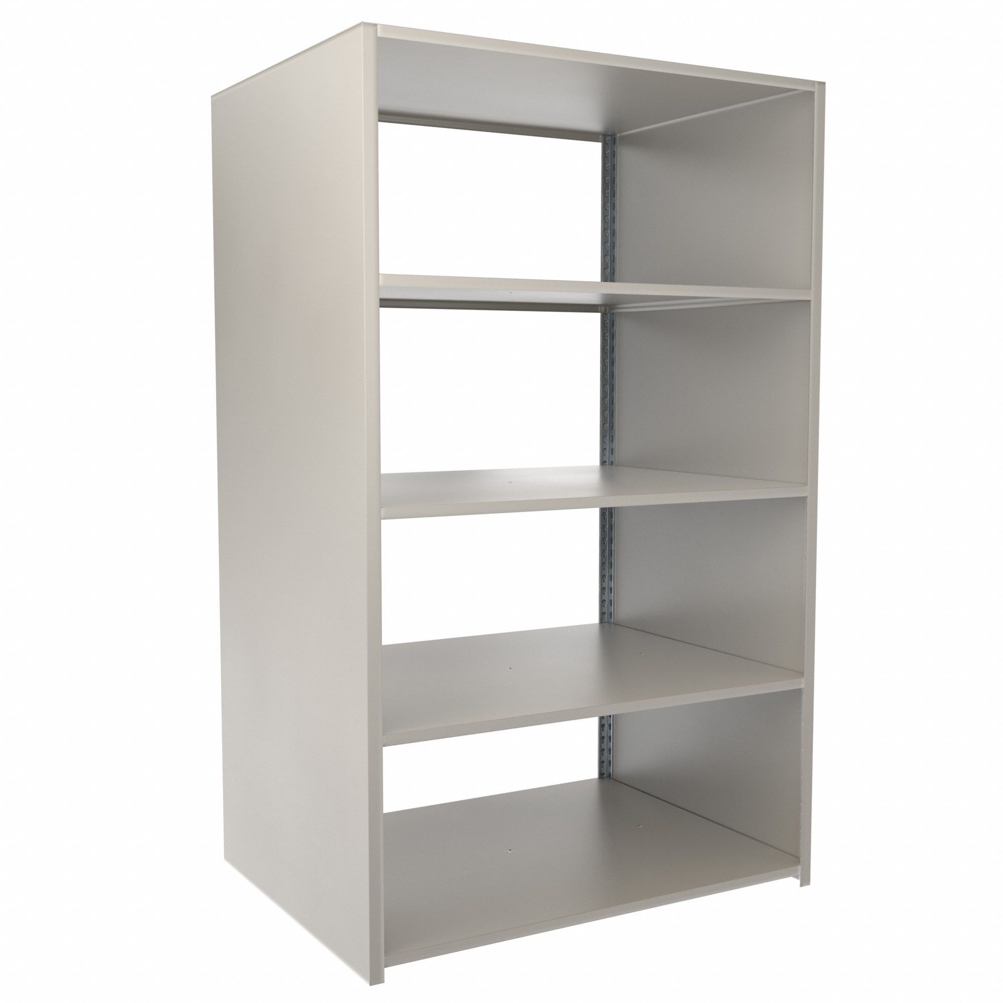 Boltless Shelving: Starter, Medium-Duty, 48 in x 36 in, 78 in Overall Ht, 5 Shelves, Steel