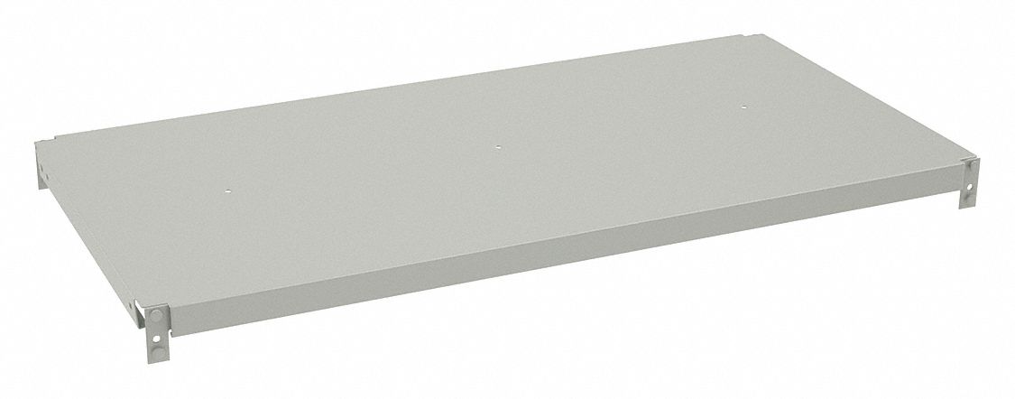 Shelf: 36 in   x 18 in, 950 lb Load Capacity, Steel, 18 ga Decking, Light Gray, Shelf