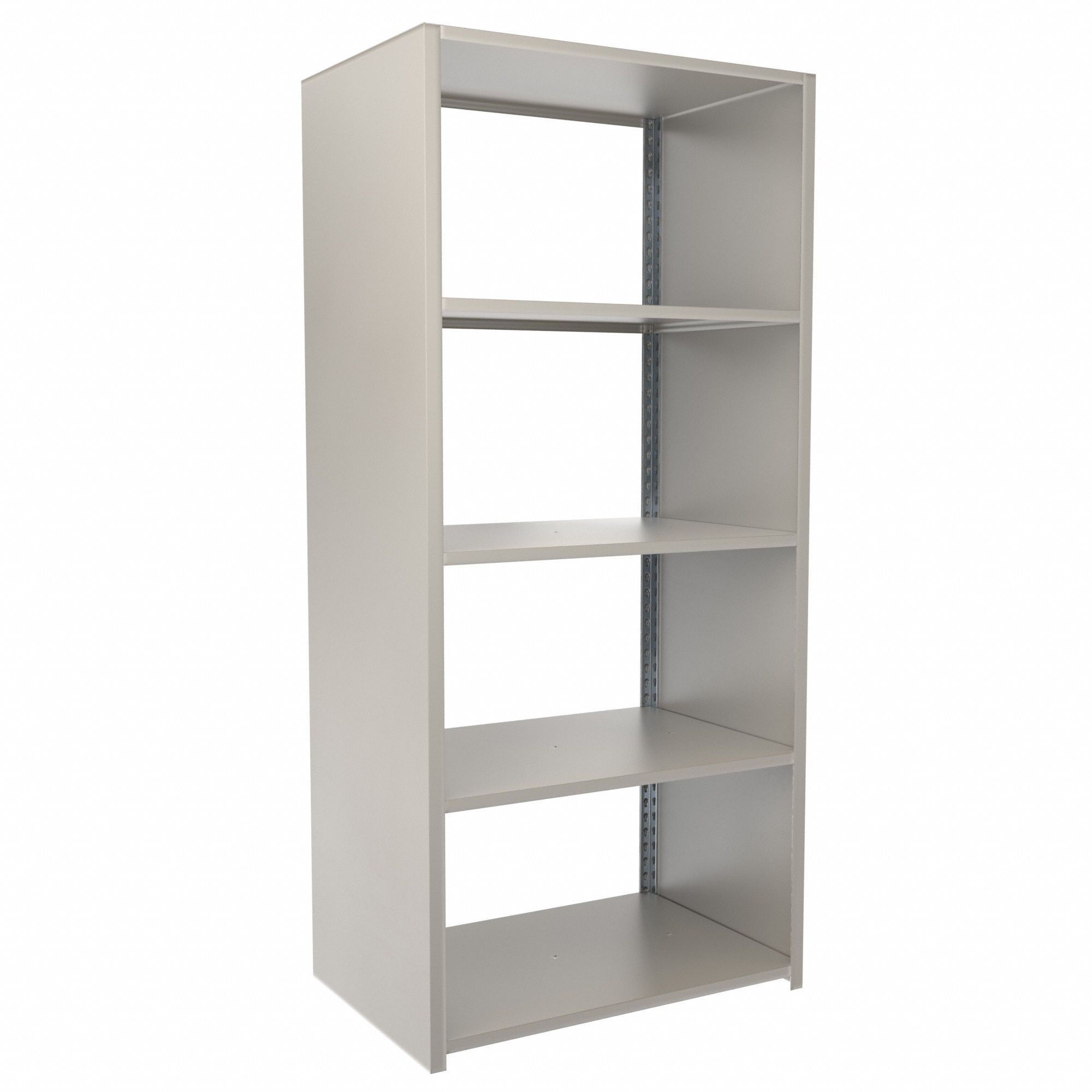 Boltless Shelving: Starter, Medium-Duty, 36 in x 24 in, 78 in Overall Ht, 5 Shelves, Steel