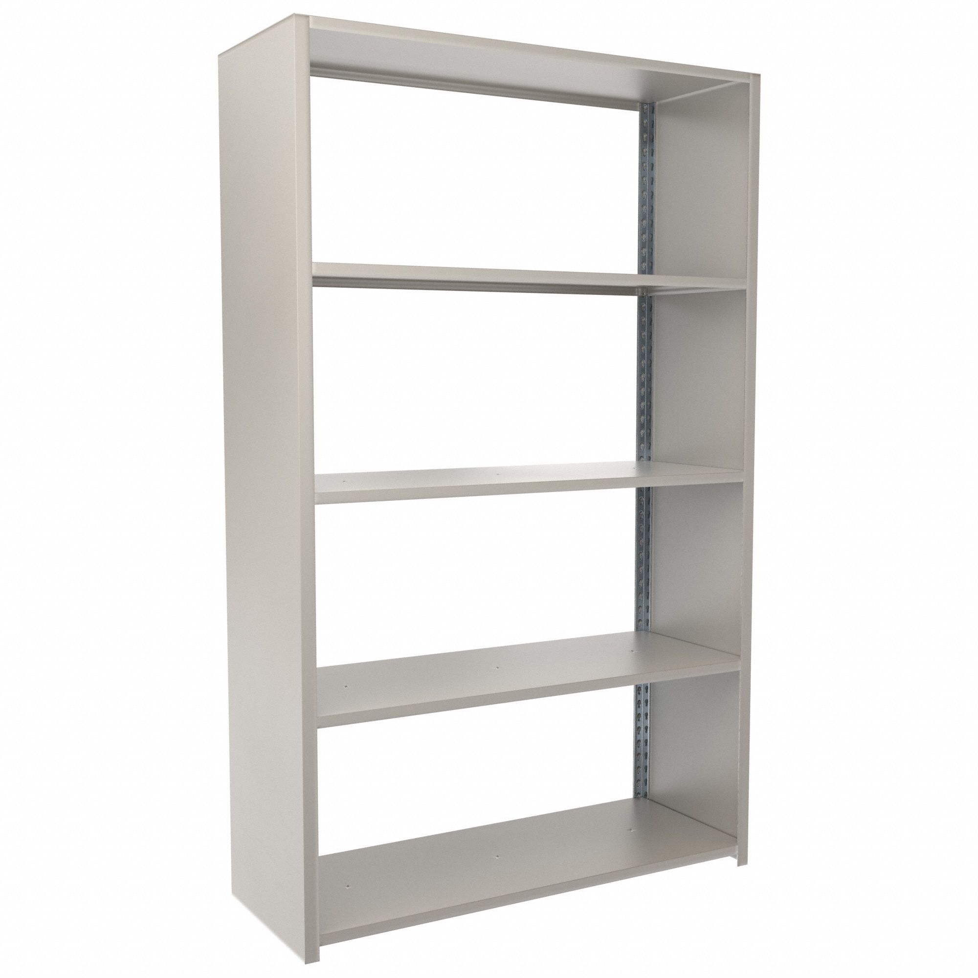 Boltless Shelving: Starter, Medium-Duty, 48 in x 18 in, 78 in Overall Ht, 5 Shelves, Steel