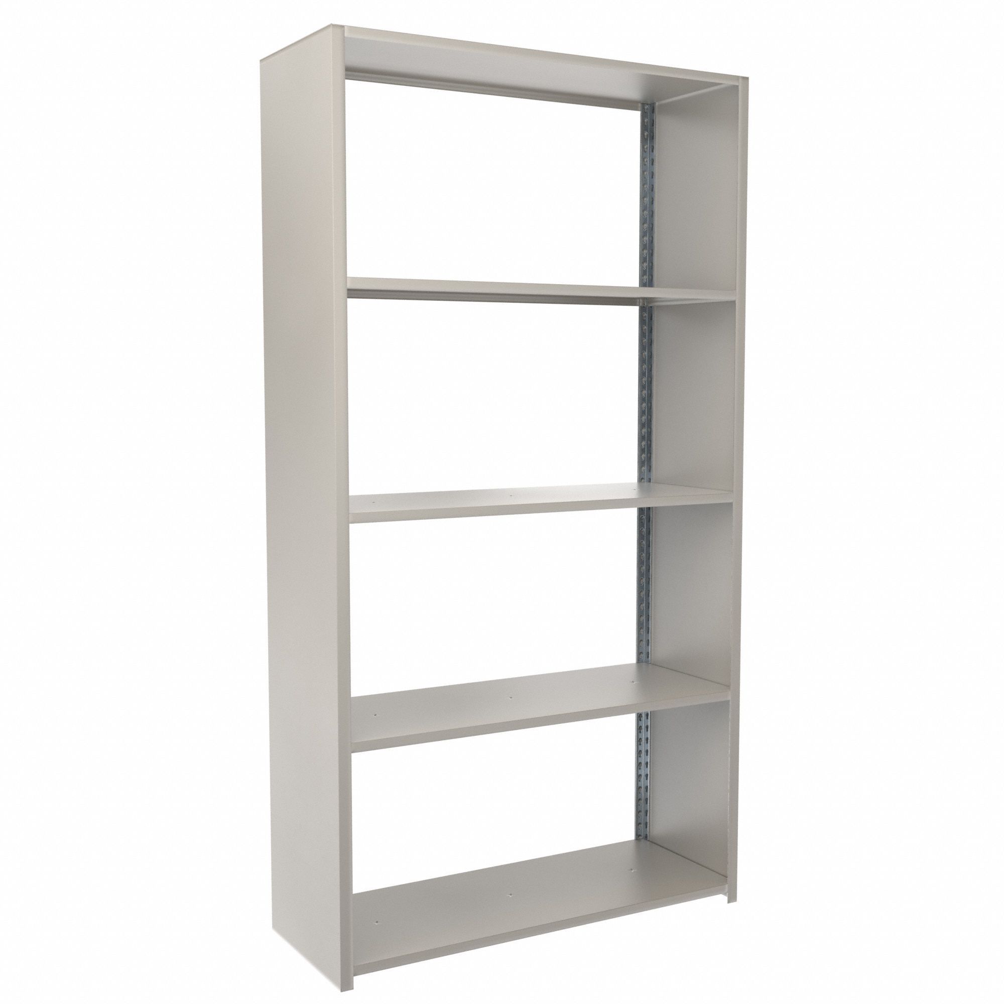 Boltless Shelving: Starter, Medium-Duty, 48 in x 18 in, 90 in Overall Ht, 5 Shelves, Steel