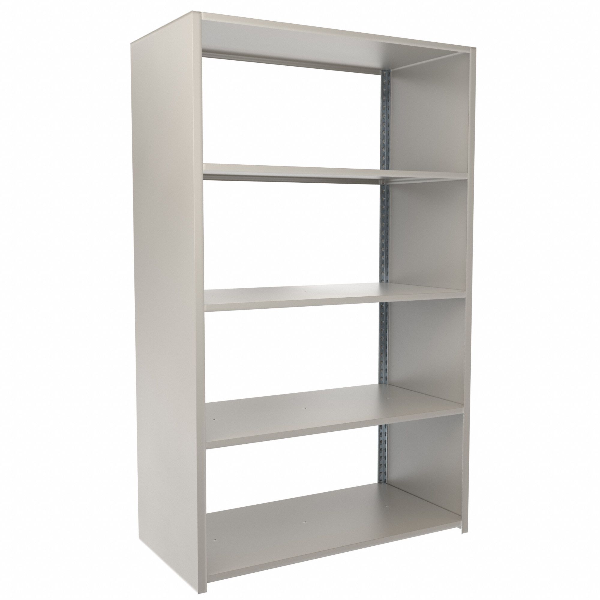 Boltless Shelving: Starter, Medium-Duty, 48 in x 24 in, 78 in Overall Ht, 5 Shelves, Steel