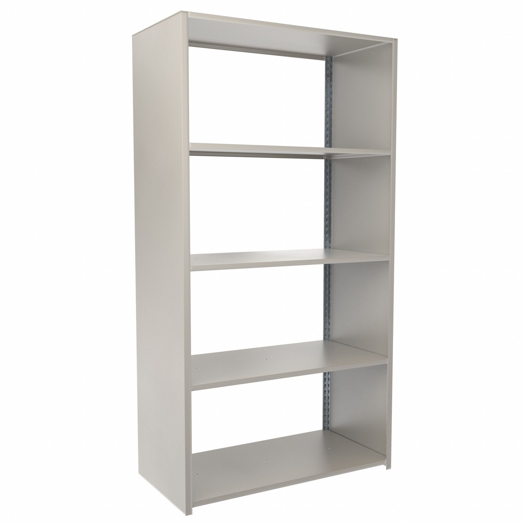 Boltless Shelving: Starter, Medium-Duty, 48 in x 24 in, 90 in Overall Ht, 5 Shelves, Steel