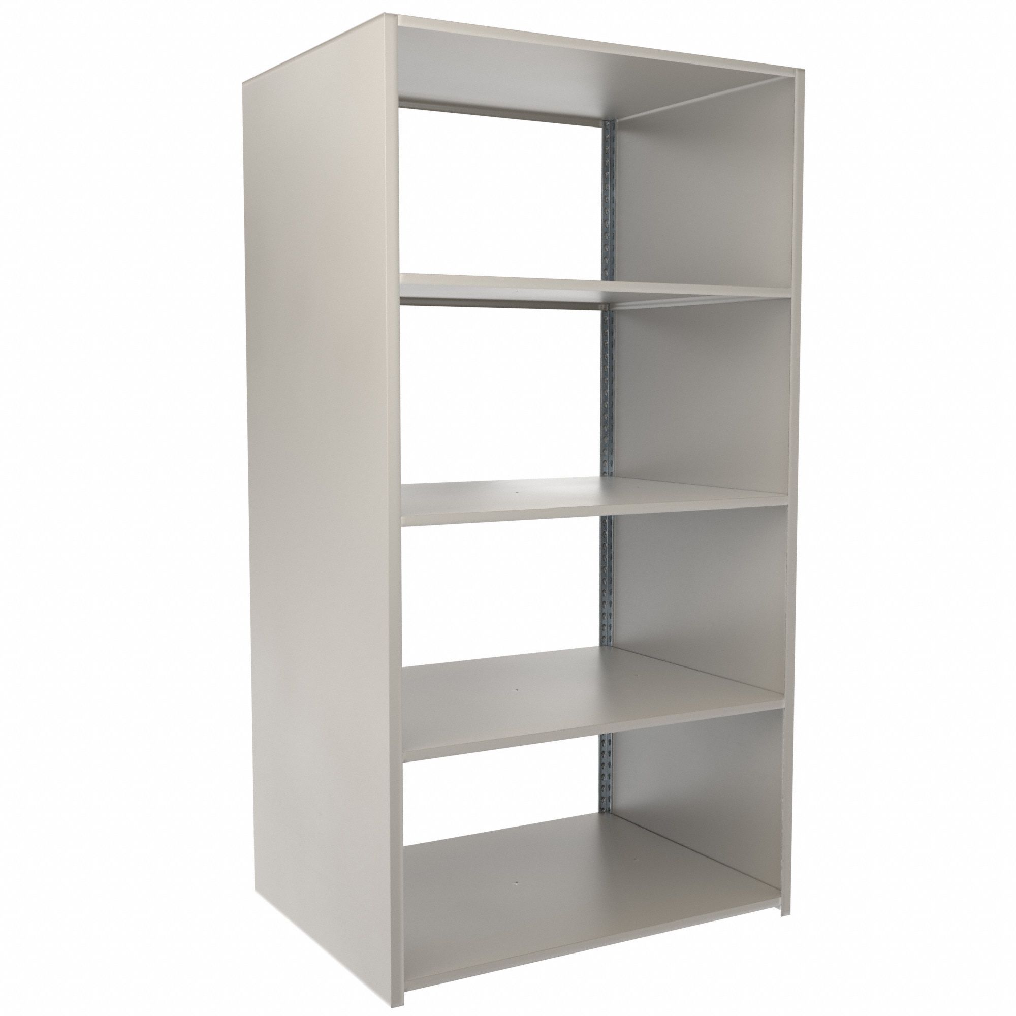 Boltless Shelving: Starter, Medium-Duty, 48 in x 36 in, 90 in Overall Ht, 5 Shelves, Steel
