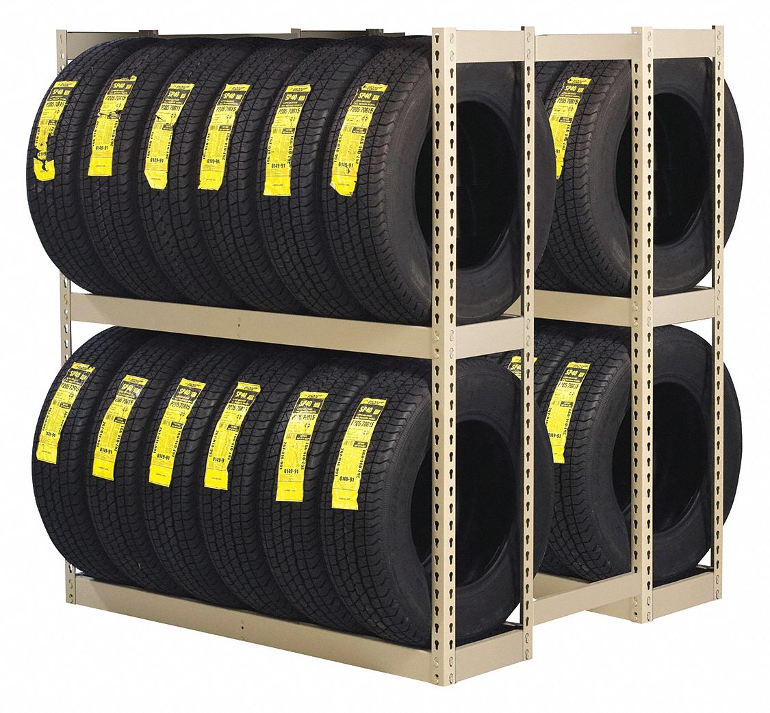 Double Sided Boltless Tire Rack: Double Sided Boltless Tire Rack, 4 Shelves, 32 Tires Held