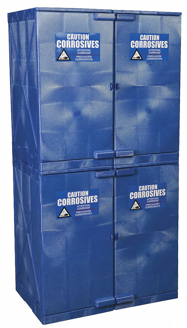 Hazardous Material Storage Cabinet: Std, 48 gal, 36 in x 22 in x 72 in, Blue, Manual Close