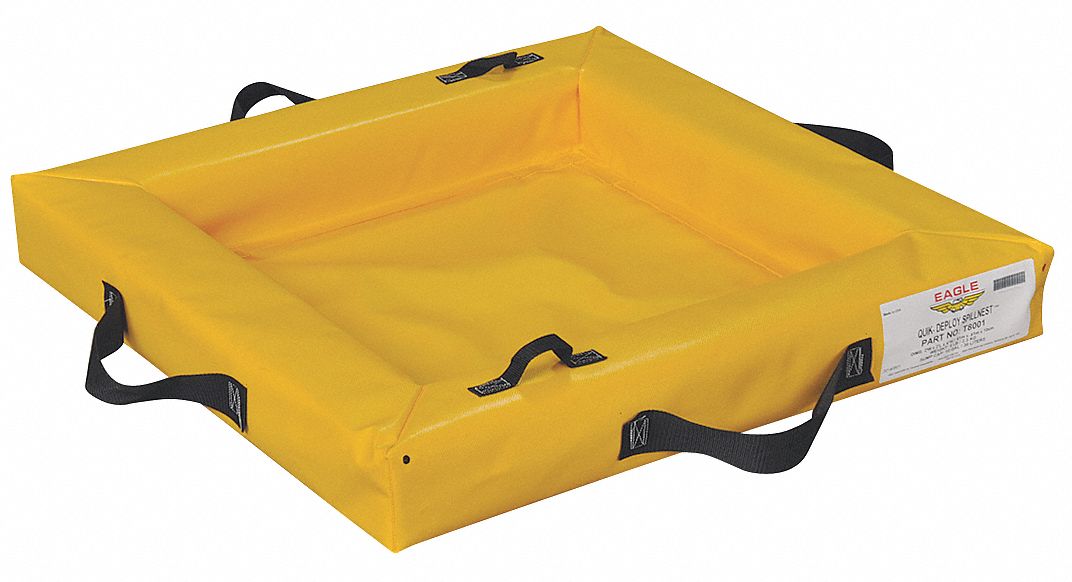 SPILL CONTAINMENT BERM, FOLDING, 40 GALLON CAP, YELLOW, 48 X 48 X 4 IN, PVC COATED FABRIC