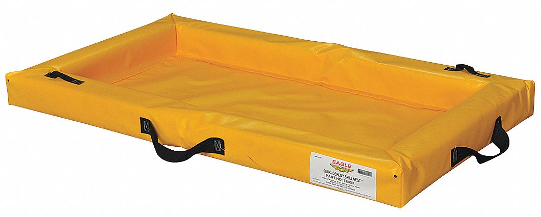 SPILL CONTAINMENT BERM, 20 GALLON CAP, YELLOW, 24 X 48 X 4 IN, PVC COATED FABRIC