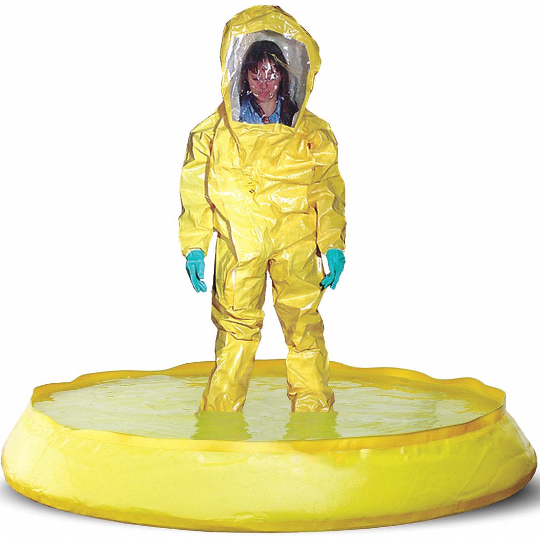 CONTAINMENT POOL, HAZMAT, DRAIN, 100 GAL CAP, YELLOW, 74 X 67 X 8 IN, PVC COATED FABRIC