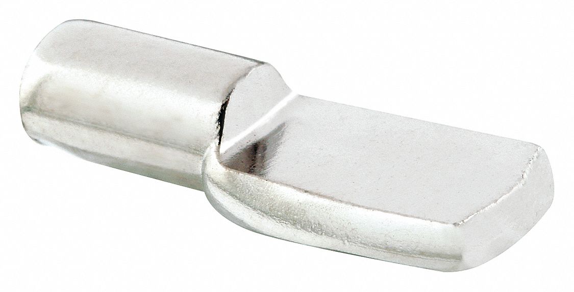 PRIME-LINE Shelf Support Peg: Metal, 25 lb Load Capacity (Lb.), Nickel,  5mm, 45/64 in, 8 PK