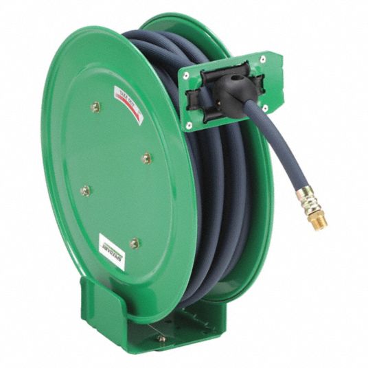 50 ft (3/8 in I.D.), 3/8 in MNPT, Spring Return Hose Reel - 45UZ33