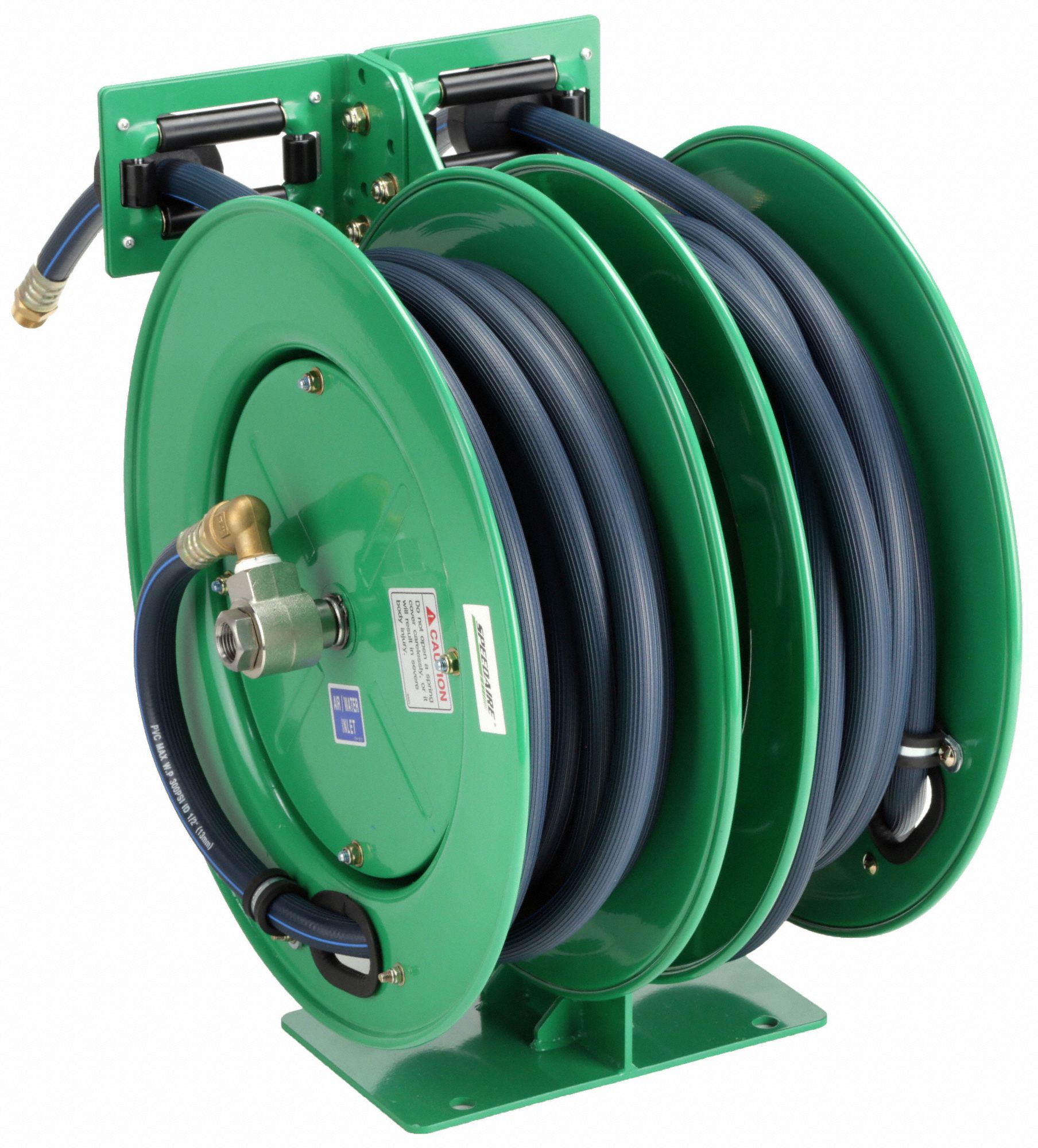 SPEEDAIRE Dual Reel Spring Return Hose Reel, Air, Water, 300 psi ...