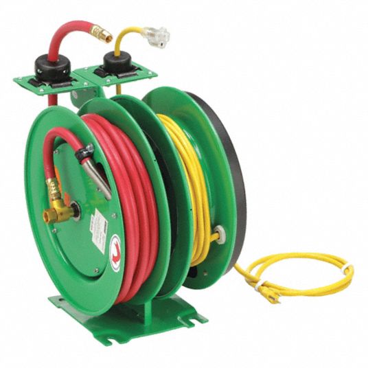 Metal Retractable Air Hose Reel with 3/8in x 25ft Rubber Hose