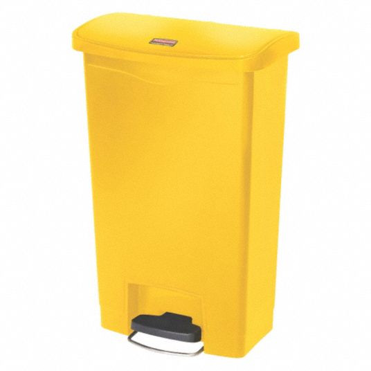 RUBBERMAID COMMERCIAL PRODUCTS Step Can: Slim Jim(R), Rectangular, Flat  Top, 13 gal Capacity, Yellow