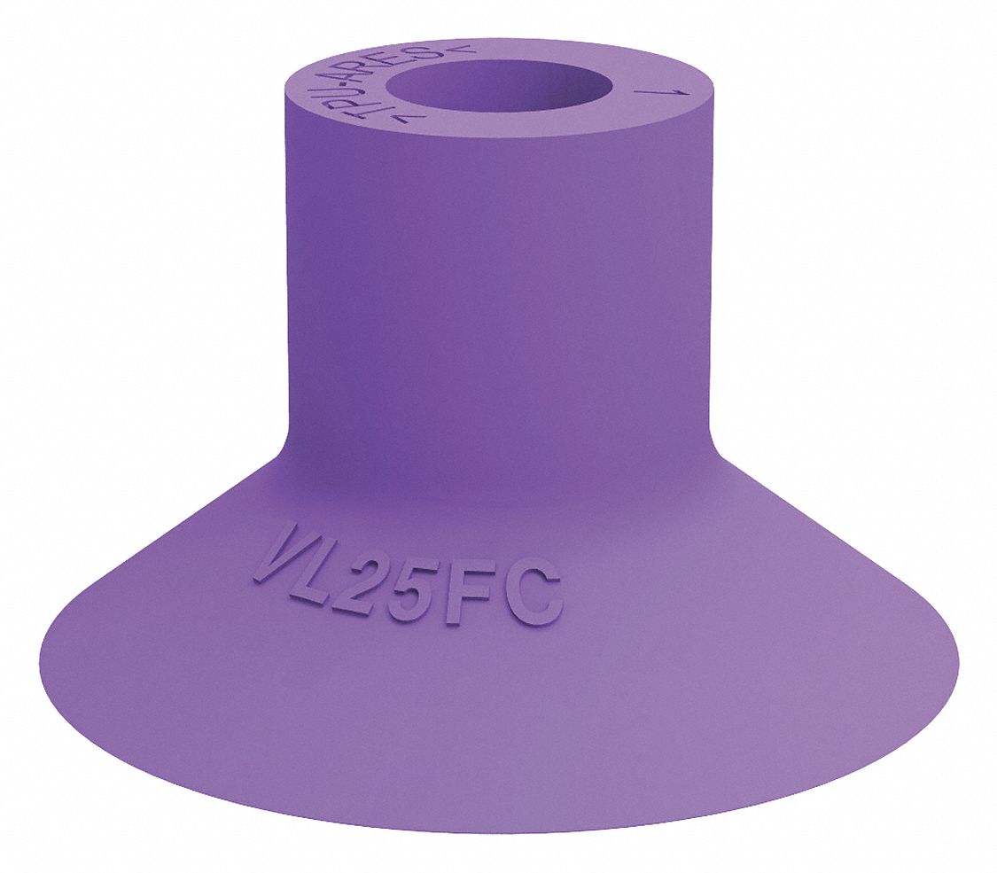 Vacuum Pad: Plain Pad without Adapter, 25 mm Pad Dia, Thermoplastic Elastomer, Purple, 60A