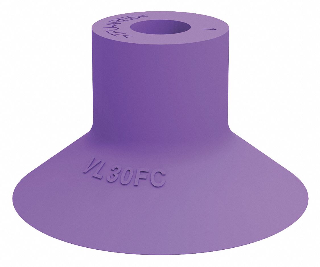 Vacuum Pad: Plain Pad without Adapter, 30 mm Pad Dia, Thermoplastic Elastomer, Purple, 60A