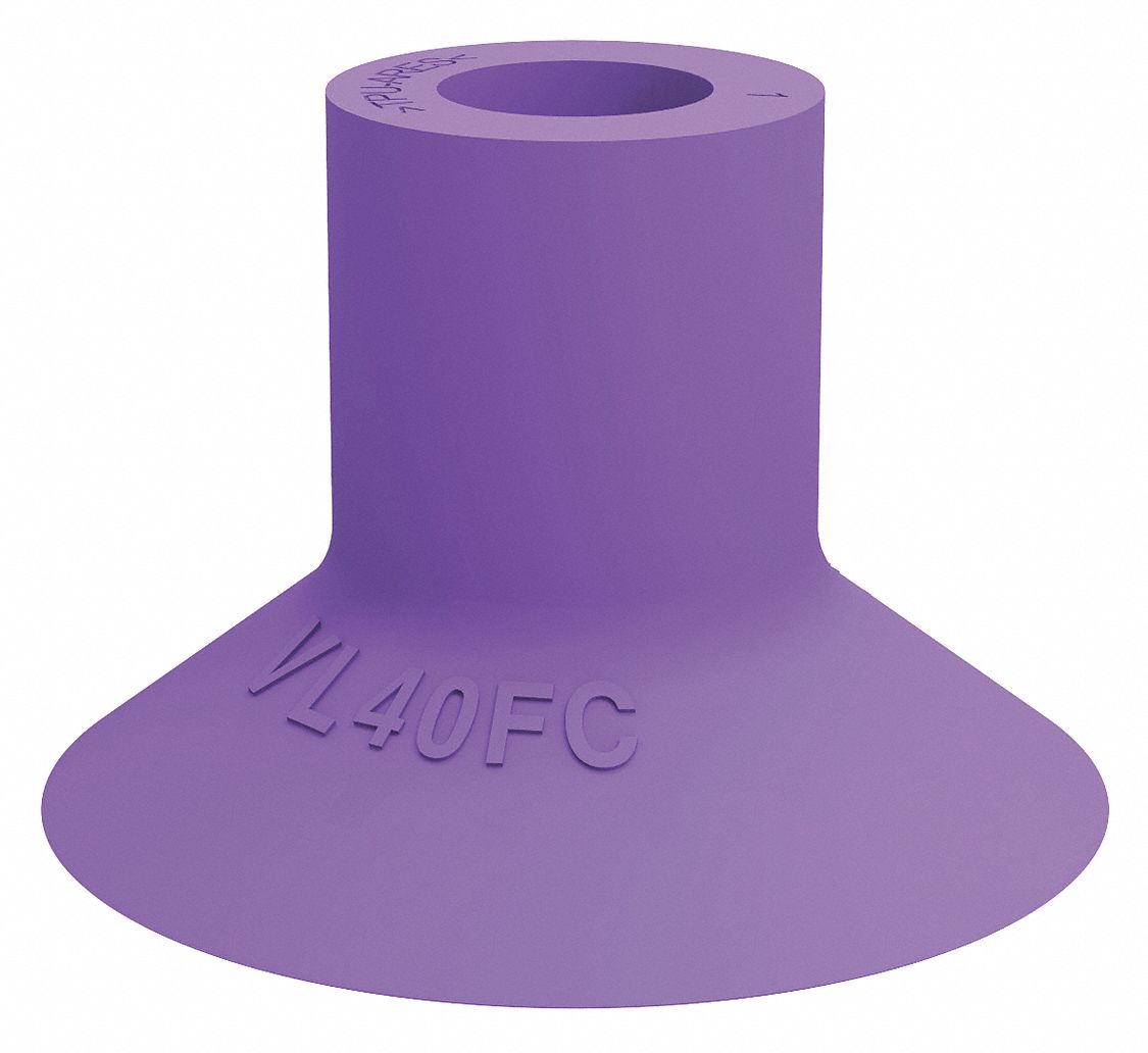 Vacuum Pad: Plain Pad without Adapter, 40 mm Pad Dia, Thermoplastic Elastomer, Purple, 60A