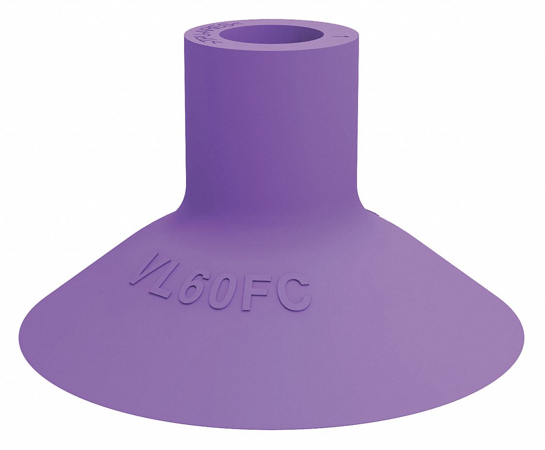 Vacuum Pad: Plain Pad without Adapter, 60 mm Pad Dia, Thermoplastic Elastomer, Purple, 60A