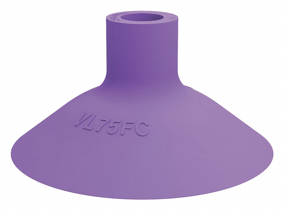 Vacuum Pad: Plain Pad without Adapter, 75 mm Pad Dia, Thermoplastic Elastomer, Purple, 60A