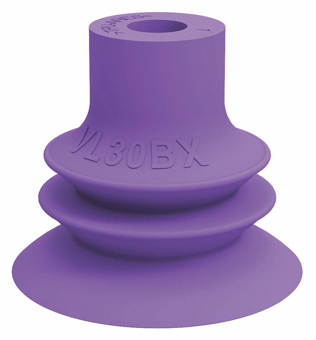 Vacuum Pad: Plain Pad without Adapter, 30 mm Pad Dia, Thermoplastic Elastomer, Purple, 60A
