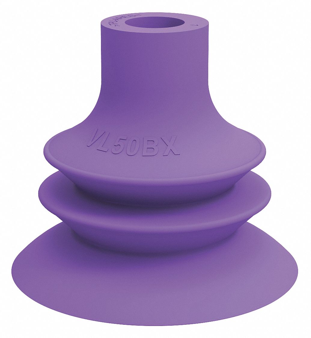 Vacuum Pad: Plain Pad without Adapter, 50 mm Pad Dia, Thermoplastic Elastomer, Purple, 60A