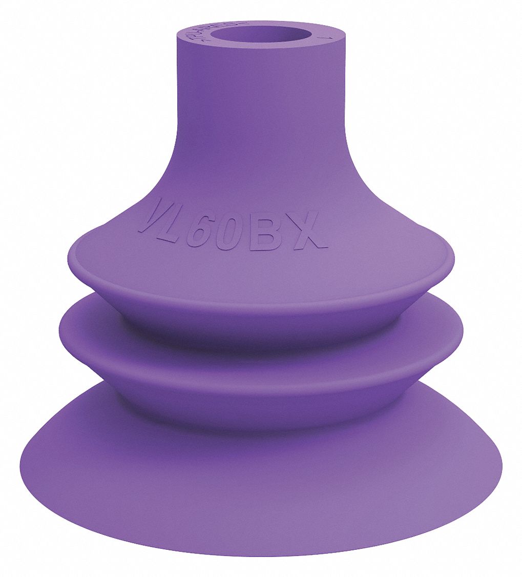 Vacuum Pad: Plain Pad without Adapter, 58 mm Pad Dia, Thermoplastic Elastomer, Purple, 60A
