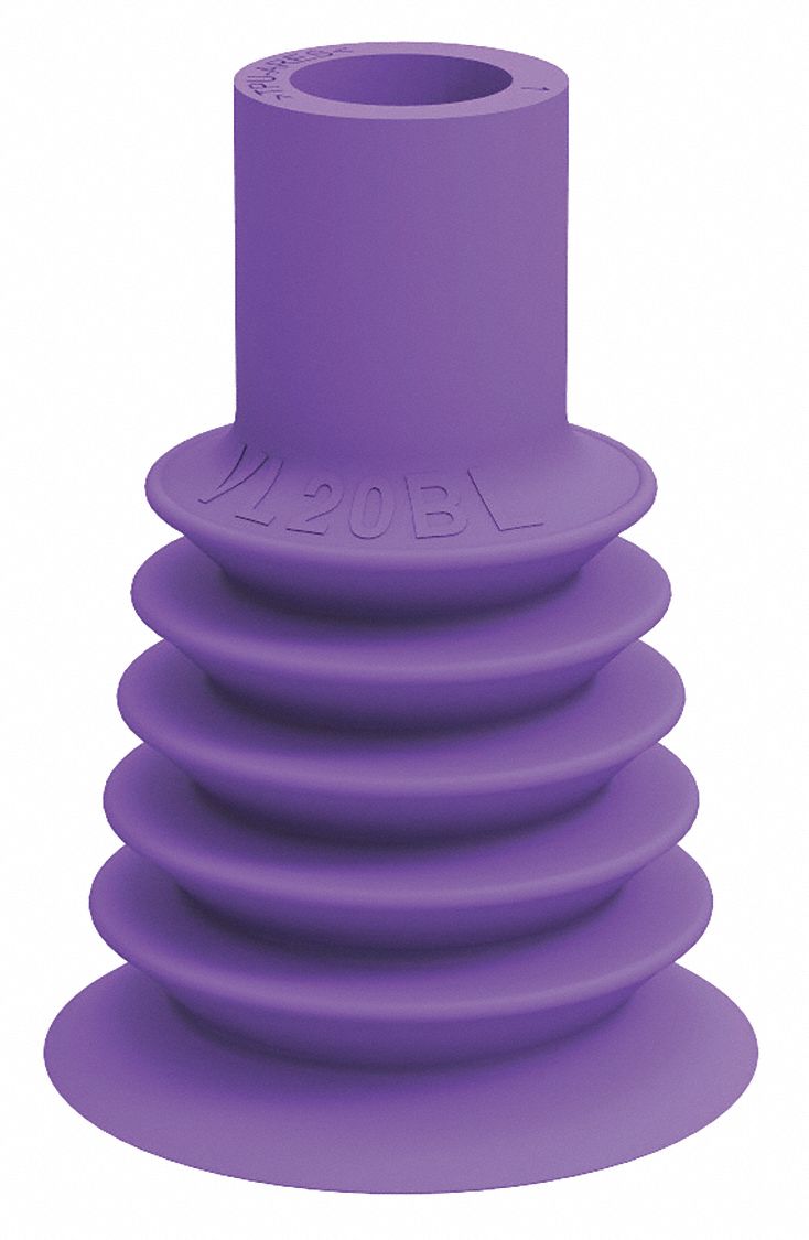 Vacuum Pad: Plain Pad without Adapter, 20 mm Pad Dia, Thermoplastic Elastomer, Purple, 60A