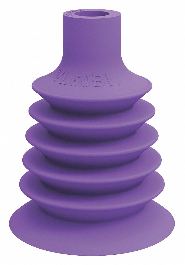 Vacuum Pad: Plain Pad without Adapter, 60 mm Pad Dia, Thermoplastic Elastomer, Purple, 60A