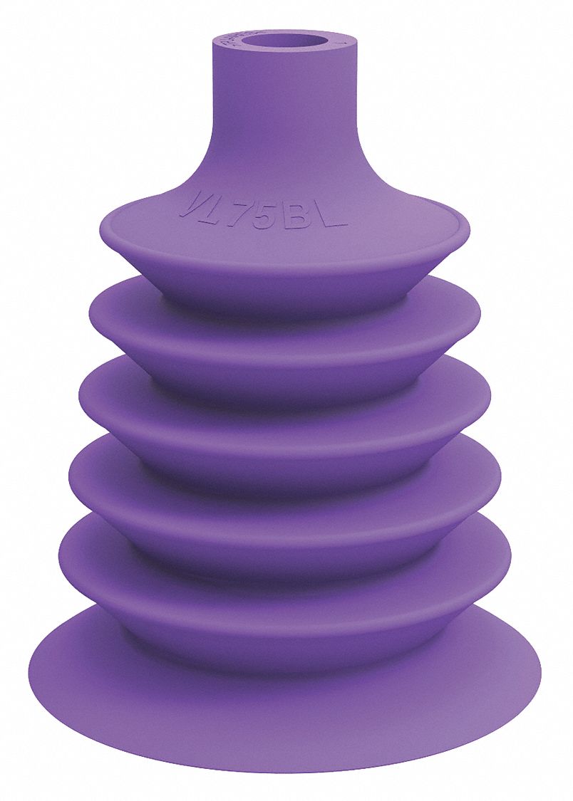 Vacuum Pad: Plain Pad without Adapter, 75 mm Pad Dia, Thermoplastic Elastomer, Purple, 60A