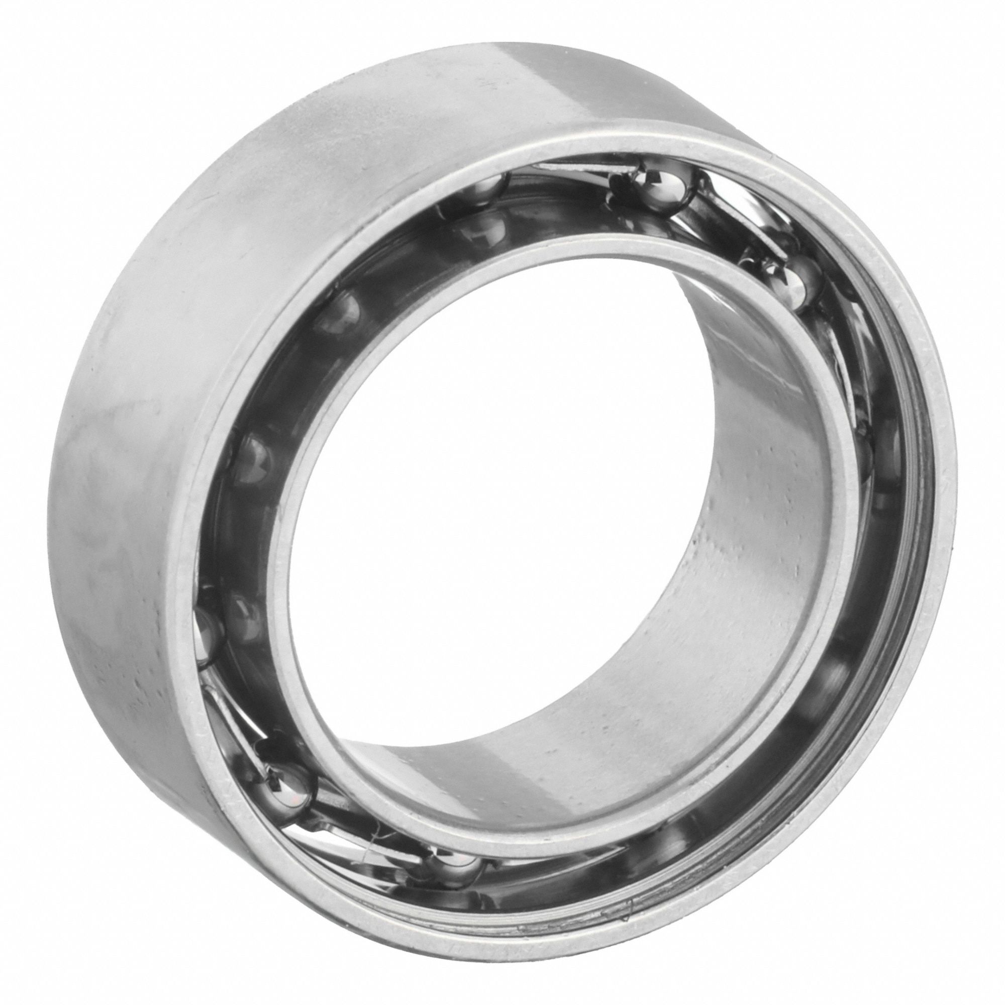 Miniature Ball Bearing: 168, Open, 1/4 in Bore, 3/8 in OD, 0.125 in Wd, Stainless Steel Ring