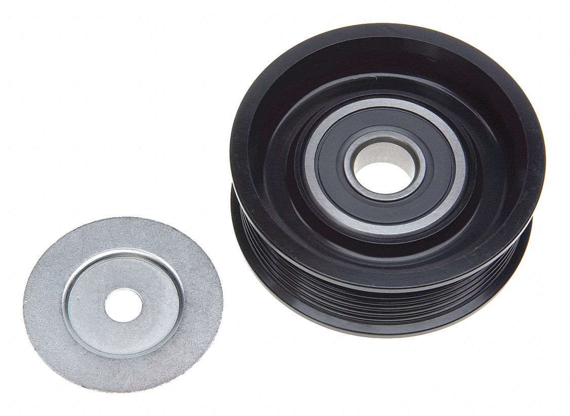 Idler Pulley: Idler Pulley, 36223, Ribbed, Heavy Duty, 21/32 in Inside Dia, Steel, 1 Pulleys
